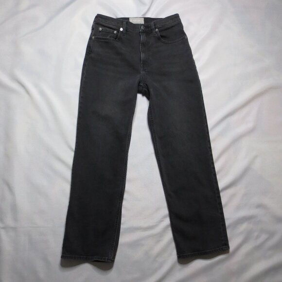 EVERLANE womens JEANS washed black CHEEKY STRAIGHT denim HIGH WAISTSIZE 28R - Picture 2 of 11
